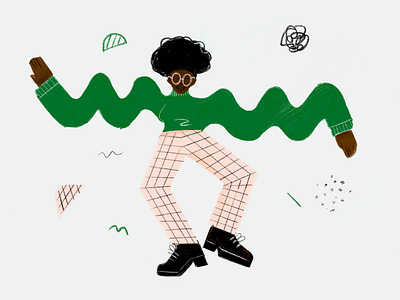 Do the wave chalk character dance design disco flat green grid groovy illustration memphis move organic pastel procreate simple