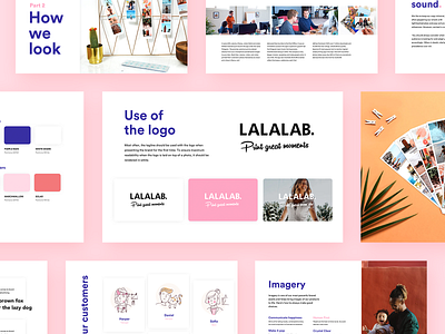 LALALAB - Brandbook app brand brand book brand identity brandbook branding editorial guide logo photo pink presentation printing product slides typo typography visual