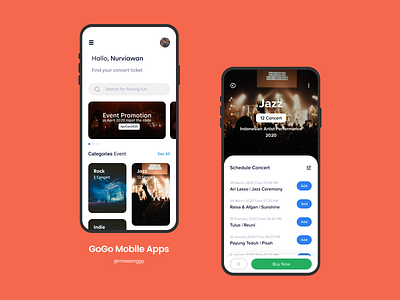 GoGo Online Concert Ticket - Mobile Apps android app concerts design mobile ui tickets ui ux