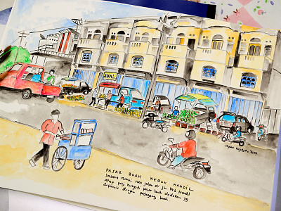 Kebun Handil - Urban sketch - Jambi in watercolors hand done illustration manual illustration watercolor