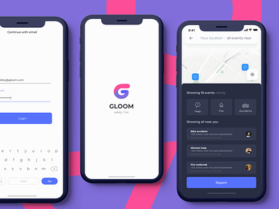 Gloom nearby event alerts alert safety app app nearby uidesign
