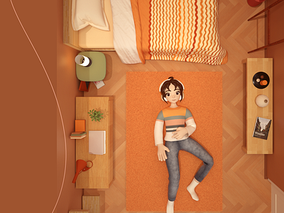 Orange room c4d characterdesign color