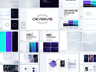 OKARYS branding design futuristic guide identity laboratory logo minimalism pattern