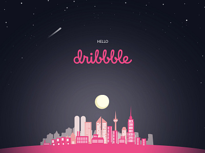 Moonrise on Mars design elon musk first shot hello dribbble illustration mars moon