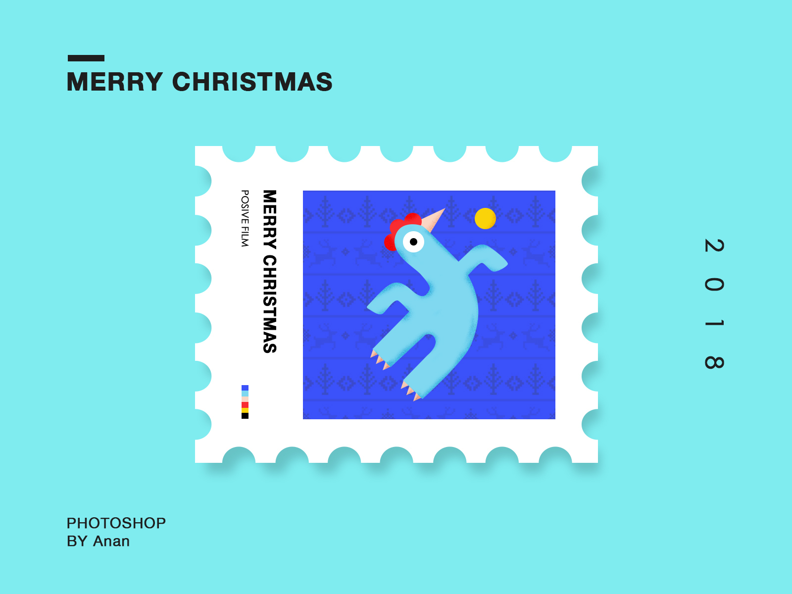 邮票插画系列 可爱 圣诞节 快乐 插图 每日ui 简约 设计