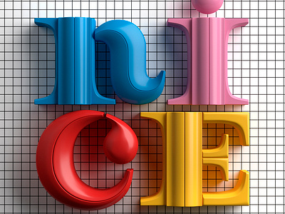 Nice 3d c4d design illustration muokkaa typography