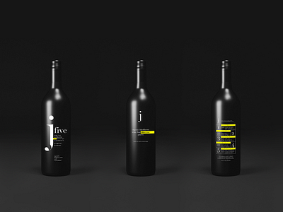 j-five (winter) black graphic design j logo design package product design wine bottle wine label yellow