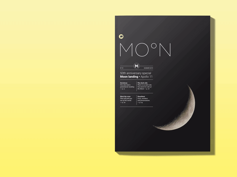 Moon Magazine anniversary apollo 11 armstrong art direction graphic design indesign template magazine design moon moon landing print product design