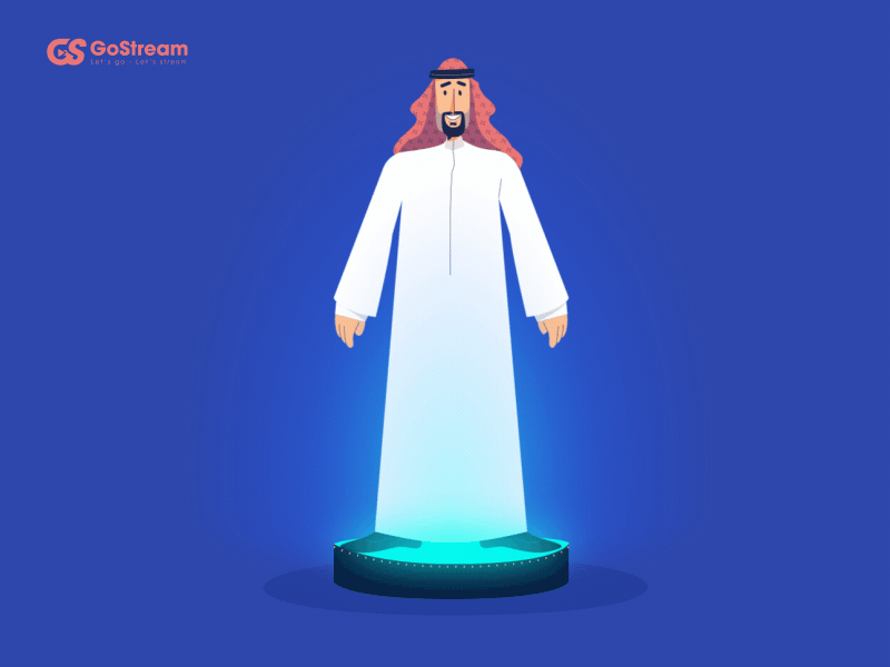 Arab character Turnaround arab glow gostream light beams saudi turn turnaround