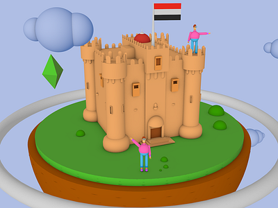 Qaitbay Floating Castle 3d 3d art arab c4d castle character cinema 4d design game modeling