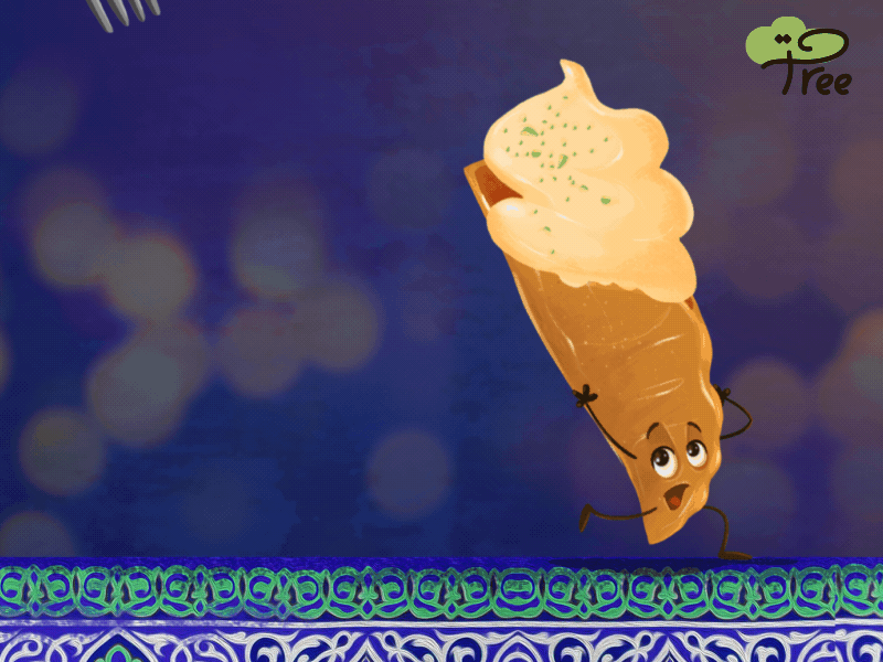 iftar Wars appetizer arab cream dessert digital painting egypt food fork ramadan table tree