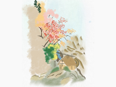 Autumn in Japan illustration illustraion illustration art japan