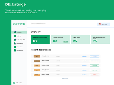 Declarange Admin Dashboard