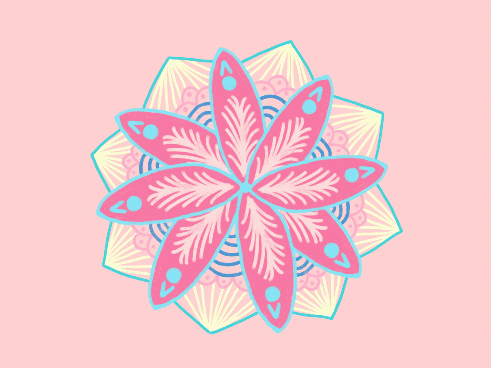 bloom artwork design doodle floral floral art gif gif animated gif animation gif art mandala paste pastel color pastel colors pink yellow zendala