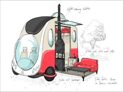 Futuristic car (Airbnb) design illustration