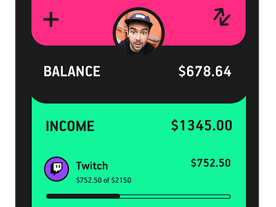 Income Tab - Home Screen - Stealth Startup (WhatsApp for Money)