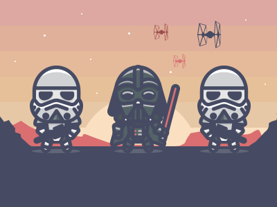 Star Wars, Dark Side ai dark dart dartvader flat illustration robots star starwars vader vector