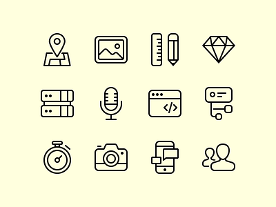 Simple icons icon icons mobile outline photo prototype socials tech travel