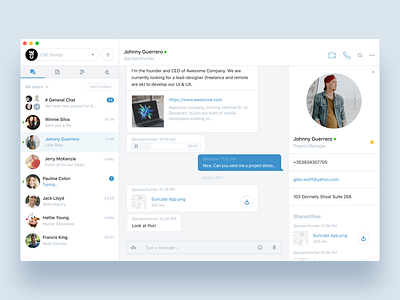 Suricate Messenger app chat light mac messenger team ui ux web workflow