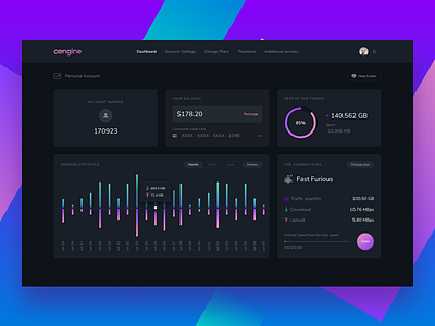 Dark Engine Dashboard business chart dark dashboard finance statistics ui ux