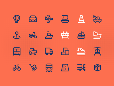 Greatlines - Transport icons air box bus car cycle fly moto outline road tractor transport truck ui ux ui icons vector