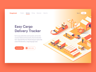 Cargo Tracking cargo delivery illustration isometric perspective ui ux vector web website