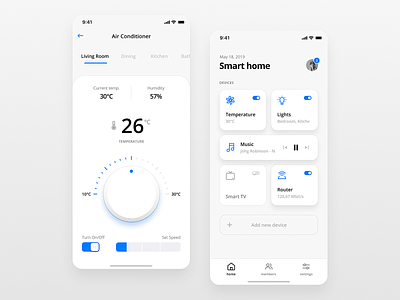 Smart home activity app design icons ios music smarthome smartphone temperature ui ux