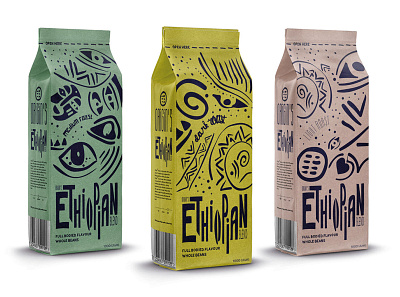 Origin’s coffee packaging for their different Ethiopian roasts. bodypaint coffee coffee packaging ethiopia freehand freehand drawing graphic design illustration lettering package design packaging packaging design pattern pattern design research tribes typography visual identity