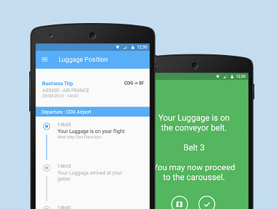 Luggage position airport android app hackaton interface travel ui ux