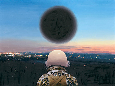 Into The Void art astronaut painting sci fi sun set