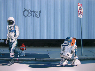 No Parking Zone art astronaut painting pop art r2d2 science fiction starwars