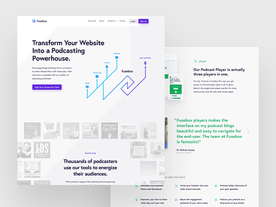 Fusebox.fm blue clean design minimalist mockups modern podcast purple web webdesign website white