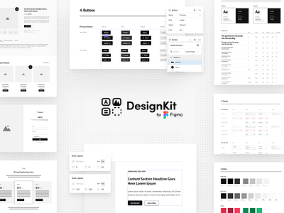 DesignKit for Figma design system figma figmadesign ui uiux web web design wireframe wireframe kit