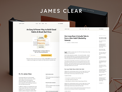 JamesClear.com author branding clean design minimalist personal typography ui website wordpress