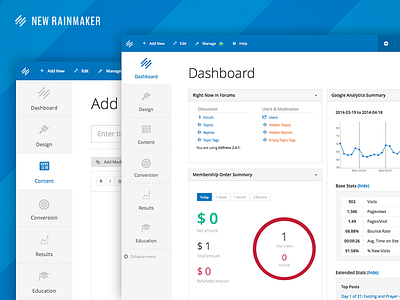 Rainmaker Platform UI blue copyblogger rainmaker ui user interface white