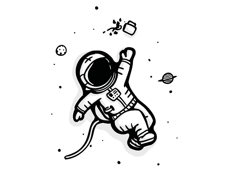 Astronaut floating in space drawing Royalty Free Vector
