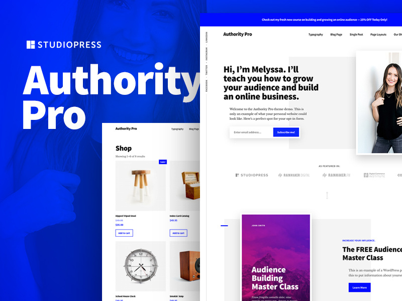 Authority Pro Theme bold blue personal wordpress theme genesis wordpress theme