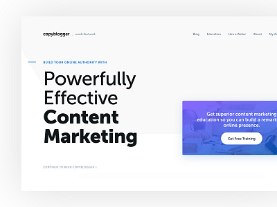 Copyblogger Home Page blog blog design minimalism white space