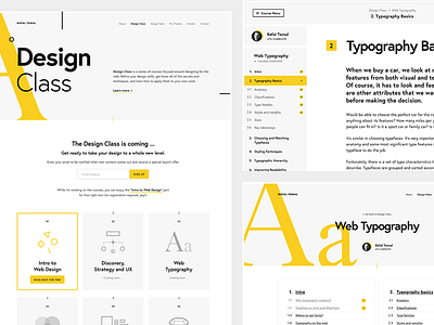 Design Class black course minimalist typography ui yellow