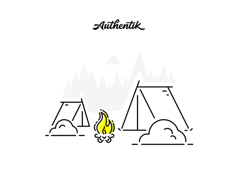 Authentik Illustrations black camp illustration illustrations journey minimalist mountain white