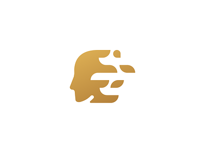 Logo gold head icon logo minimalist white