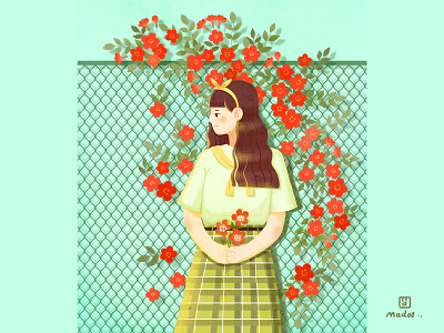 A girl and flowers illustration