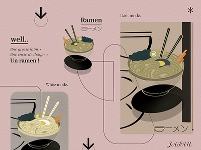 Ramen - Illustration. adobe illustrator branding colorful design drawing flat geometric graphic design illustration japanese design line art noodles pattern pink ramen stylised tiphanie ui vector web design