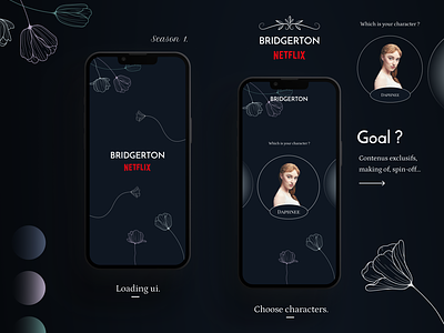 User interface - Brigerton. app design app design mobile application design branding bridgerton dark design figma illustration interface ios netflix screens tiphanie trehet ui userexpeince ux ux design web design