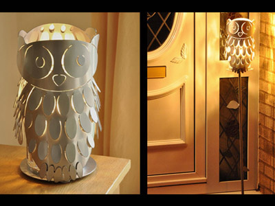 Owl Lantern chrome plating lampshade lantern lighting metal owl powder coating sculpture