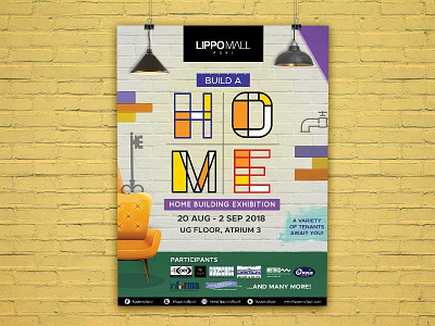 Build A Home bright colours colorful event exhibition geometric housing logotype poster promotional material