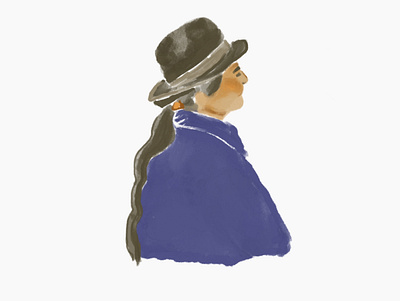 Andean farmworker woman blue draw farmer hat illustration market paint painting person procreate procreateapp sketch woman