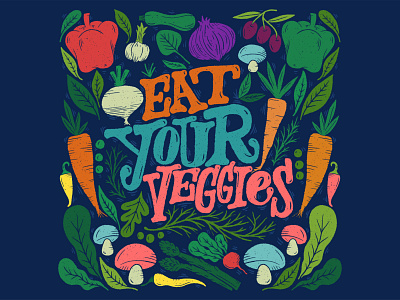 Eat Your Veggies handdrawntype handlettering illustration lettering vegetables