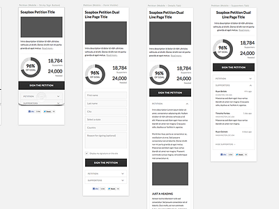 Soapbox Petitions Mobile Wireframes