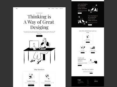 Acrid Studio aet black and white contrast flat illustrations logo minimal typography ui ux vector web web design website